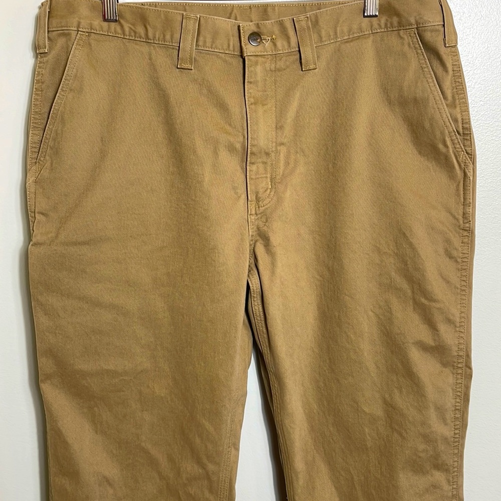 Men's Carhartt Relaxed Fit 100% Cotton Casual Pants Khaki Size 40 x 32